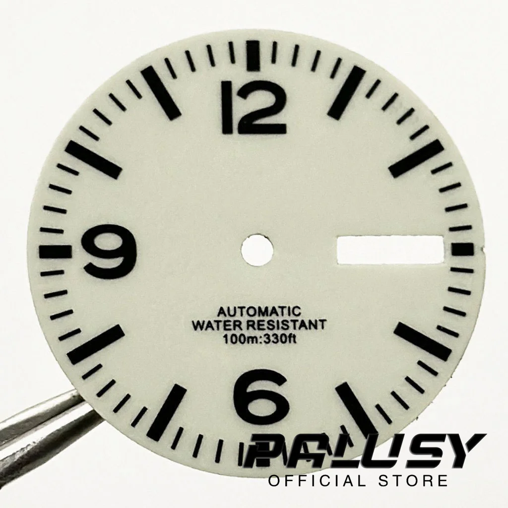 

NH36 29mm White Watch Dial Green Full Luminescent Luminous for NH36A 4R36 Movement Watch Faces Replacement Parts