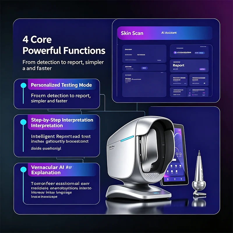 AI Skin Analyzer Facial Machine Generate Multilingual Digital Reports Skin Aging Simulation Intelligent Prediction System