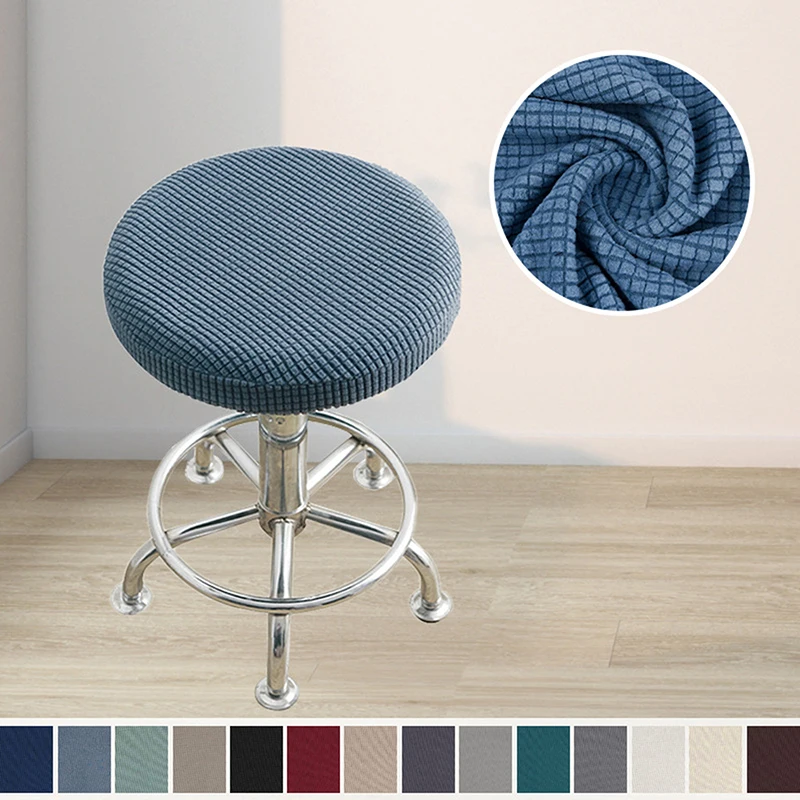 Thickened Solid Color Round Chair Cover Dining Stool Cover Elastic Chair Cushion Cover Washable Removable Seat Cover