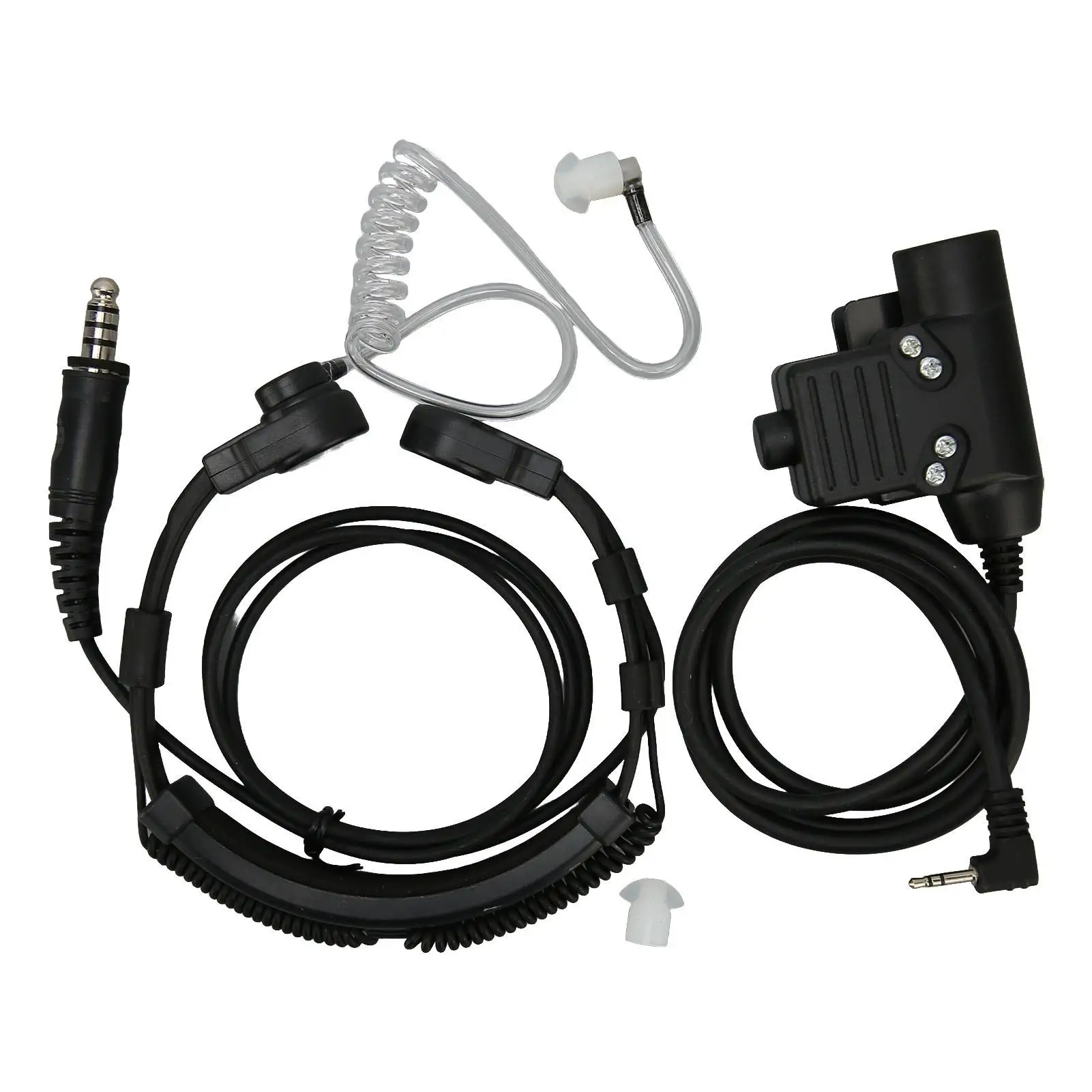 

Throat Microphone Earpiece Transparent Tube Walkie Talkie Headset with PTT Button for Two Way Radio Communication