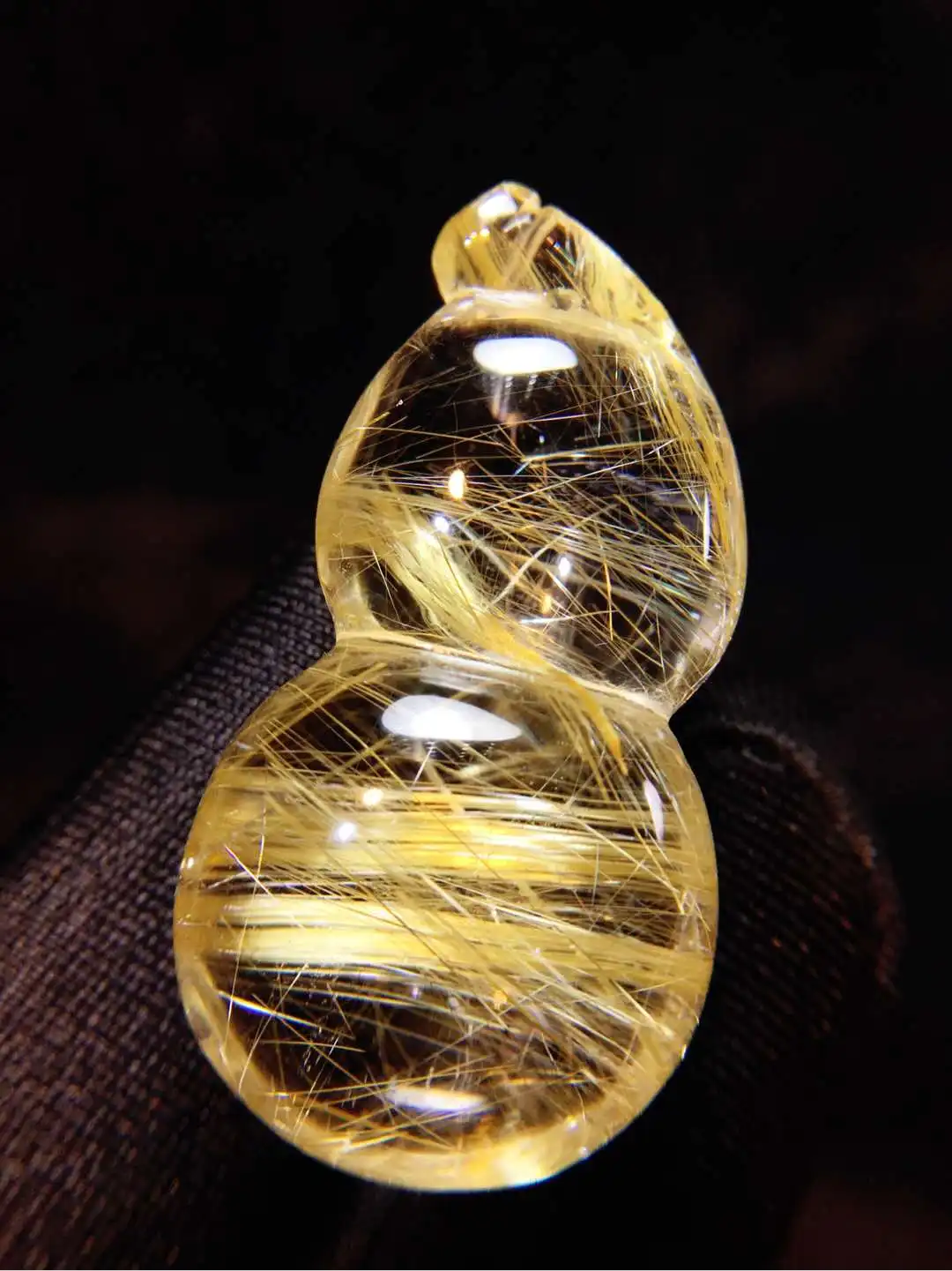 

Natural Gold Rutilated Quartz Pendant Jewelry 35.2*18.2*12.6mm Gourd Flower Rectangle Bear Men Women Brazil AAAAAAA