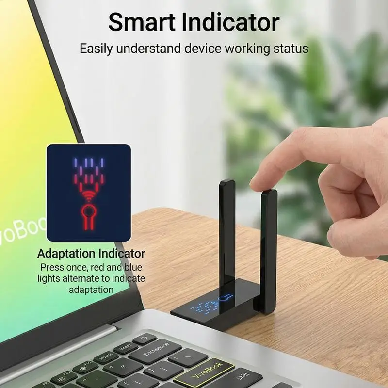 Plug and Play USB 3.0 WiFi Adapter 5G Dual Band 1300Mbps Wireless Receiver for Office Desktop Laptop Home Use