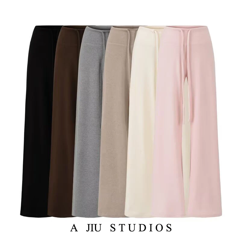 

Low-Waist Fce-Like Dstring Casual Pants Women's Loose Straight Leg Trousers Autumn Lazy Dra Versatile Slimming Wide...