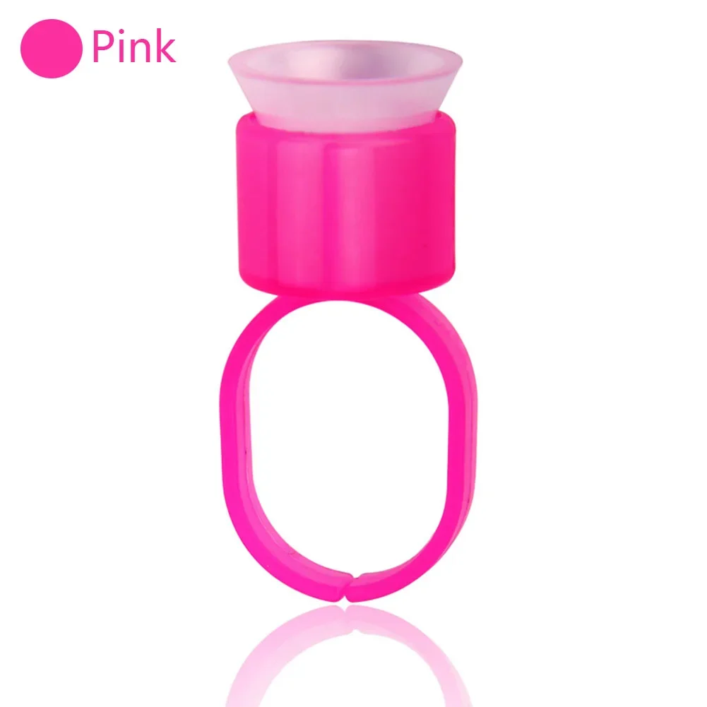 50Pcs Pink/Black Disposable Tattoo Pigment Ring Cups With Sponge Eyebrow Microblade Ink Caps Permanent Makeup Glue Holder Supply