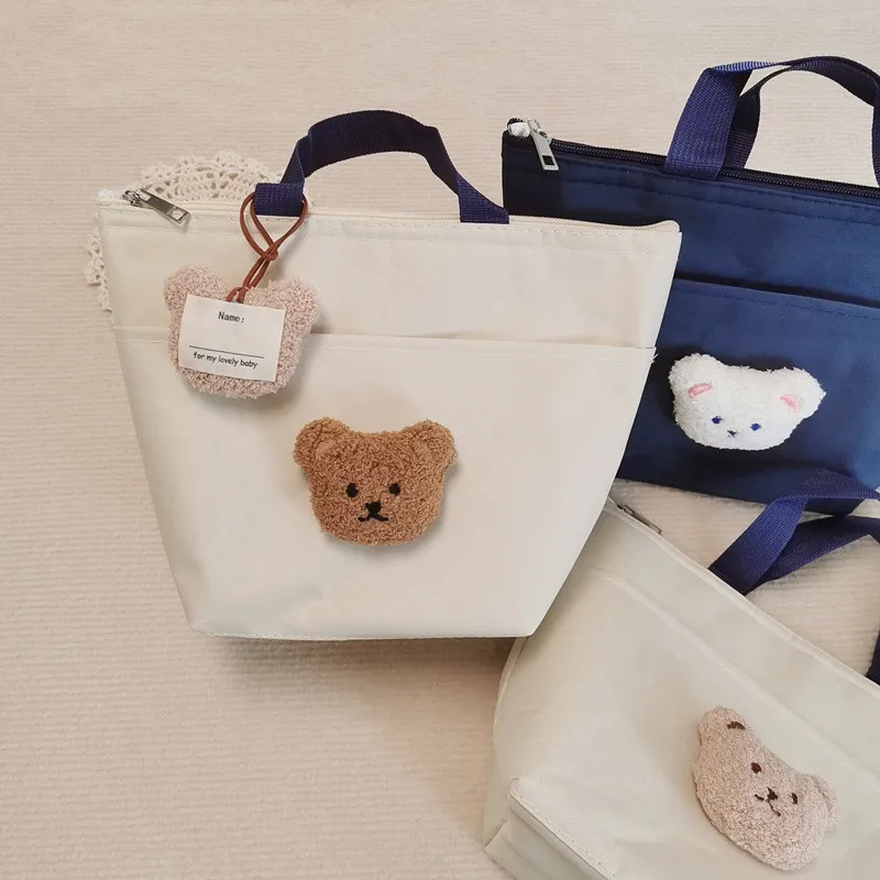 2023 New Children's Milk Bottle Storage Lunch Bag Embroidered Bear Insulated Fresh Bags Large Capacity Water Proof Lunch Bag