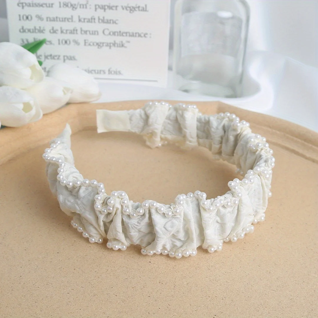 

Elegant French Headband Pearl Knot Design Non-Slip Comfort for Women Girls Party Daily Hair Accessories Headband