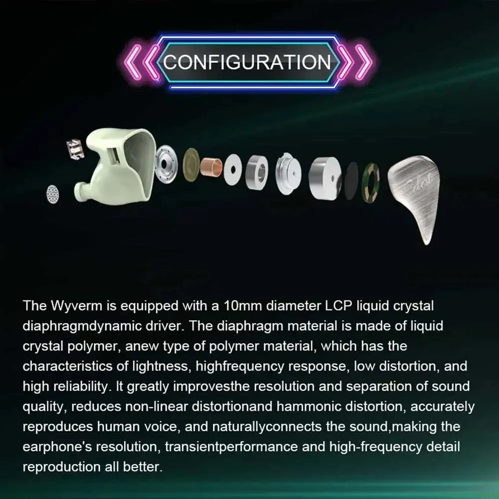 Kinera Celest Wyvern Кабель для наушников со съемной стрелой Микрофон IEM Аудиоприемник Игровая гарнитура с микрофоном для прямой трансляции Оптовая продажа