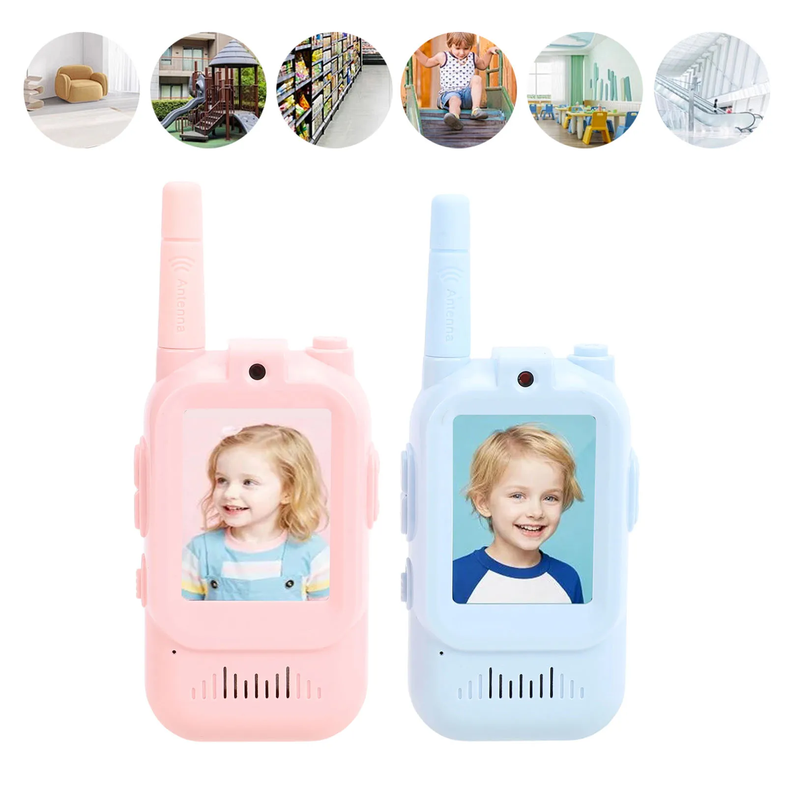 Video 2 Way Radio Long Range 3 Voice Modes 6 Volume Levels Kids Video Intercom Toy for Home Yard Shopping Mall Travel
