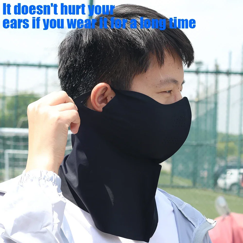UV Protection Ice Silk Face Mask Neck Scarf Outdoor Sport Running Scarf Thin Breathable Neck Gaiter Dustproof Men Women Mask