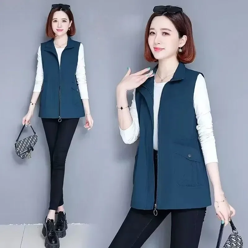 Frauen Weste Mantel Neue Einfarbig Jacke Mid Lange Weibliche Ärmellose Weste Tops frauen Grundlegende Mantel Chalco Muder XQ690