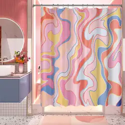 AmazerBath Shower Curtain With Hooks Sets, Luxury Washable Cloth Shower Curtain Sets With 12 Shower Curtain Hooks