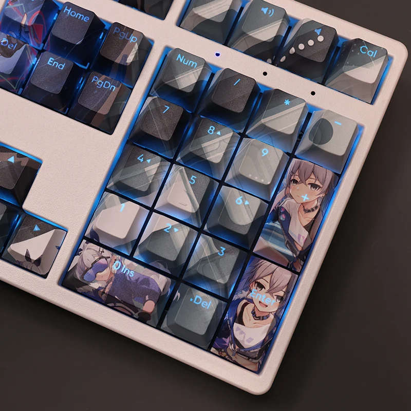 Silver Wolf 108 Keycap Honkai Star Rail PBT DYE Sublimation Light Transmitting Cherry Switch Cross Key Cover Mechanical Keyboard