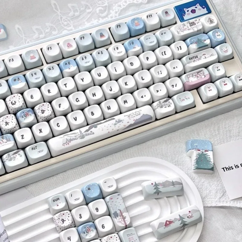 Winter Snowman Theme Keycaps Set Customized PBT Sublimation MOA/DMA/Cherry Profile Keyboard Cap Mechanical Keyboard Accessories