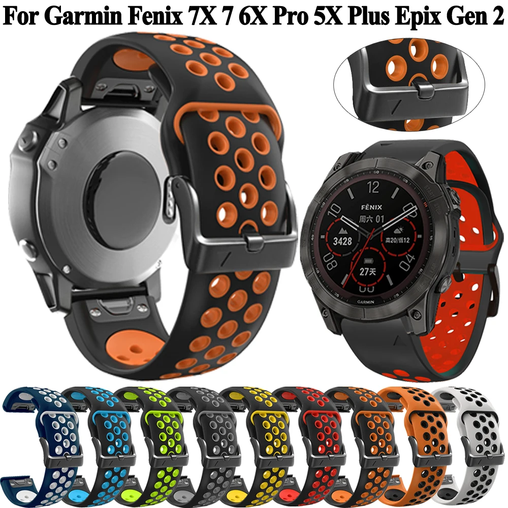 Quickfit Silicone Band For Garmin Fenix 7 7X 6X 6 Pro 5 5X Plus Epix Gen 2 Tactix Bravo Watch Strap 26mm 22mm Wristband Bracelet