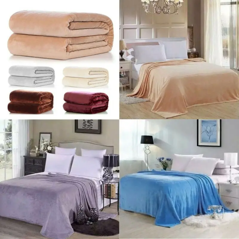 Faroot Super Soft Warm Solid Warm Micro Plush Fleece Blanket Throw Rug Sofa Bedding Fit for Home Hotel