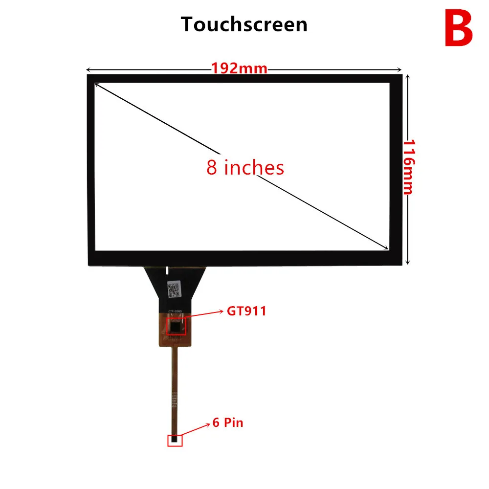 8 Inch HSD080IFW1 CLAA080NA12CW 73003000742B 40Pin LCD Display Screen Panel Digitizer Touchscreen GT911 For Car Navigation DVD