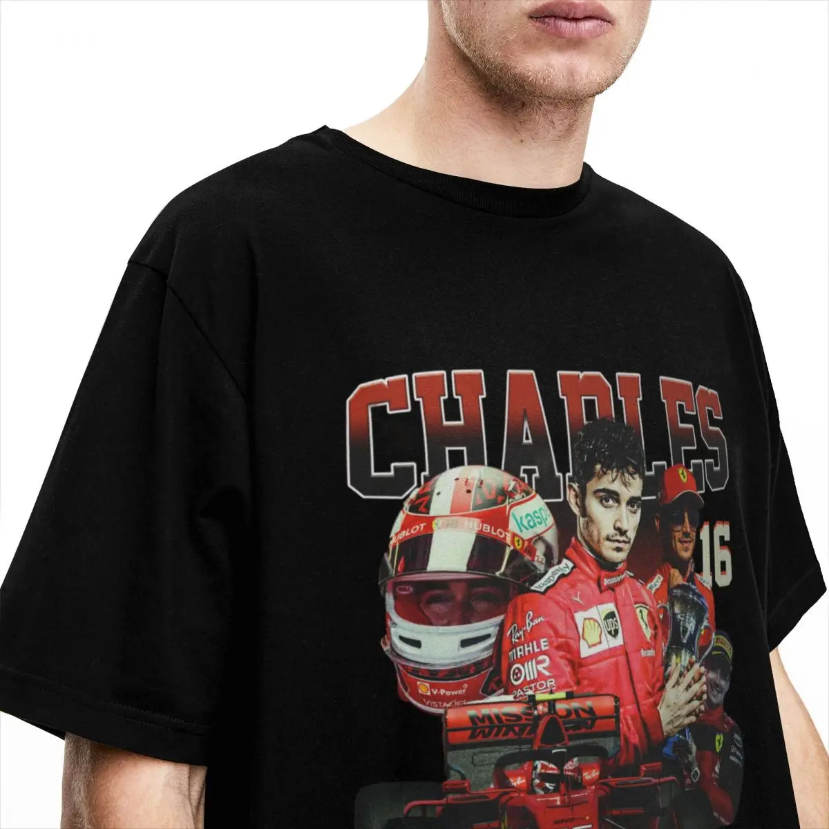 Charles Leclerc Merch t-shirt uomo donna F1 Racing Driver Vintage Pure Cotton Graphic Print Tees