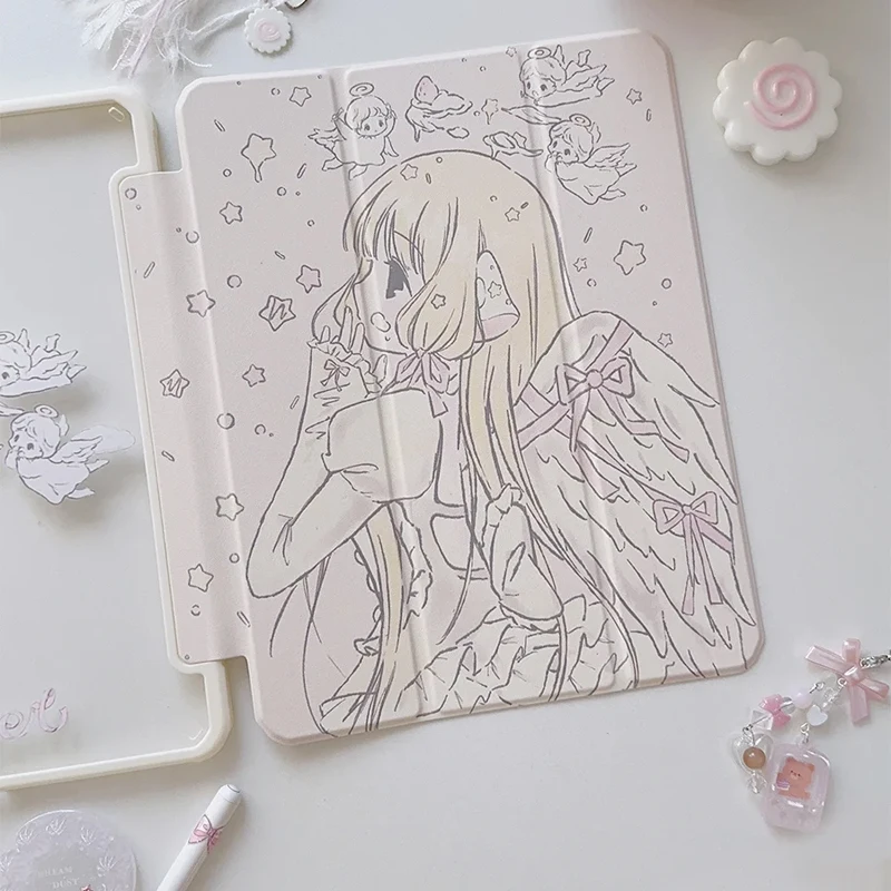 

Original Angel Girl Transparent Design For iPad Case iPad Air 7 6 5 4 Pro Mini 10.2" Cute Super Thin Protective Cover for Girls