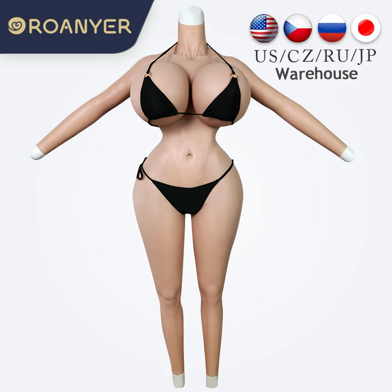 ROANYER Silicone C D E H S X Cup Boobs Forms Shemale Whole Body Suits With Arms Fake Breasts  For Crossdresser Transgender