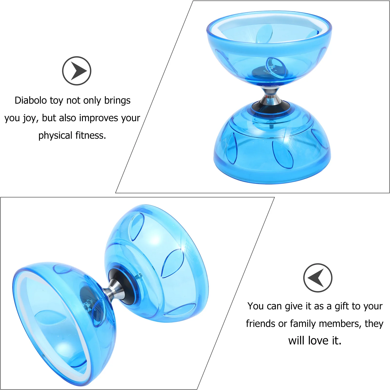 Transparent Soft Rubber Diabolos Chinese Children\'s Beginner\'s Living Axis Double-ended Yoyo Diabolo Juggling Fitness Toy