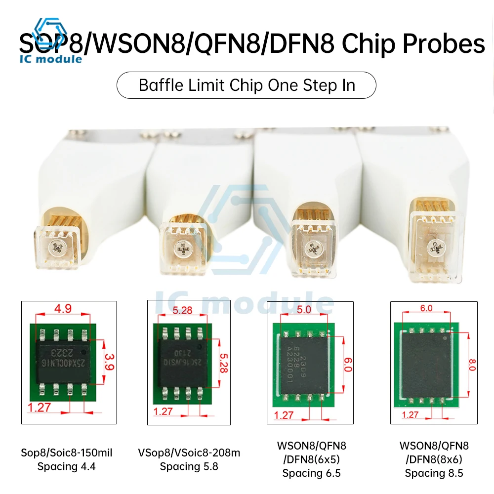 SOP8/WSON8/QDFN8 Microchip SMD Spring Pin Burn-in Read/Write Test Probe Programmer Flash Chip Burner Cable