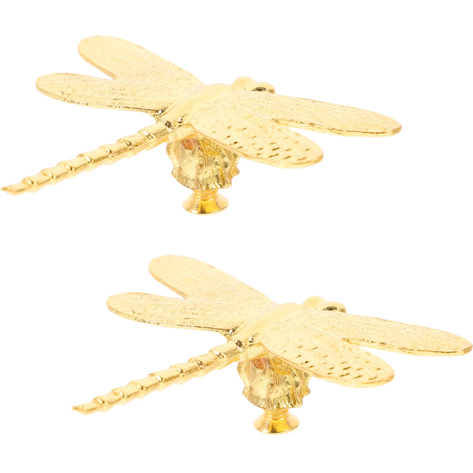 2 Pcs Brass Dragonfly Ornament Kitchen Cabinets Closet Door Handle Manual Knobs for Decorative Zinc Alloy Small Pulls