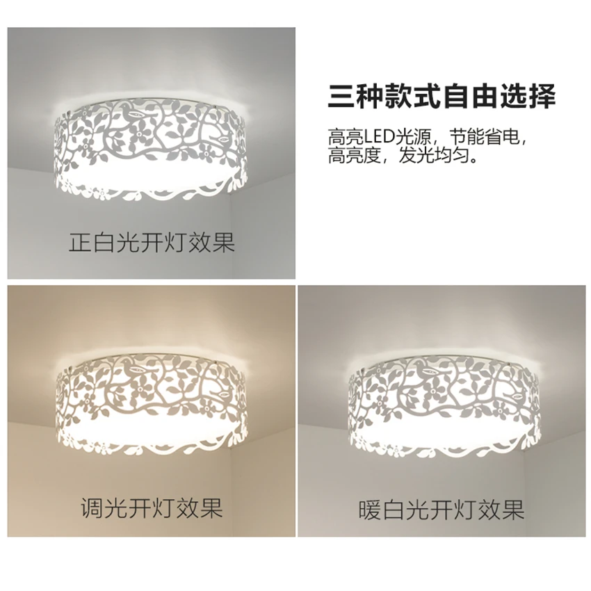 Nordic white round princess room ceiling lights bedroom living room maiden children's room round led