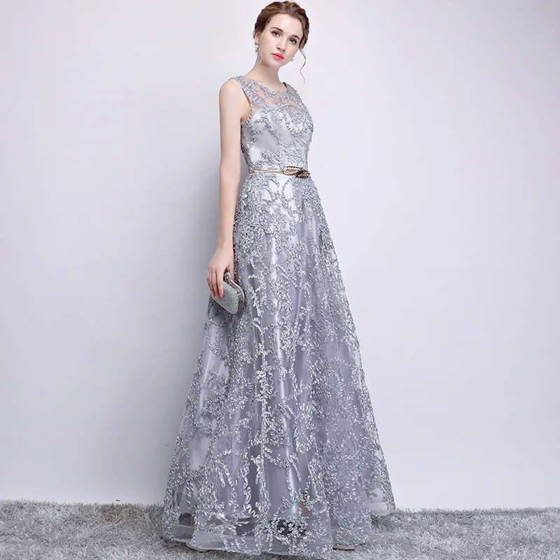 Elegant Solid Evening Dress Women's Slim Fit Belt Design A-Line Floor Length Sleeveless Simple Prom Gown Versatile Vestido