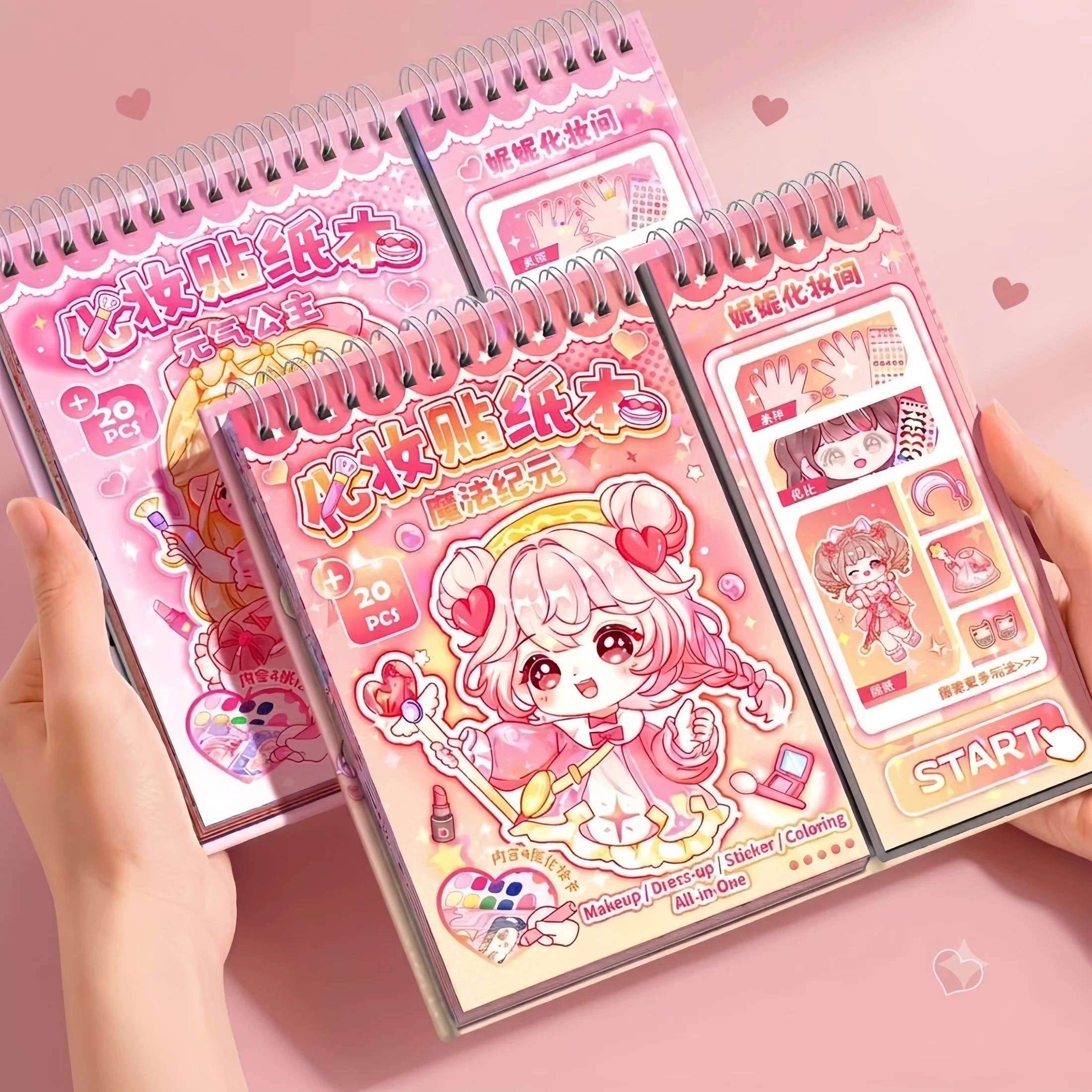 4/1 Princess Dress-Up Sticker Book, Creative Girls' Nail Art and Makeup Sticker Book, No-Cut DIY Coloring Sticker Book, Quiet Book, Sticker Gift for Children