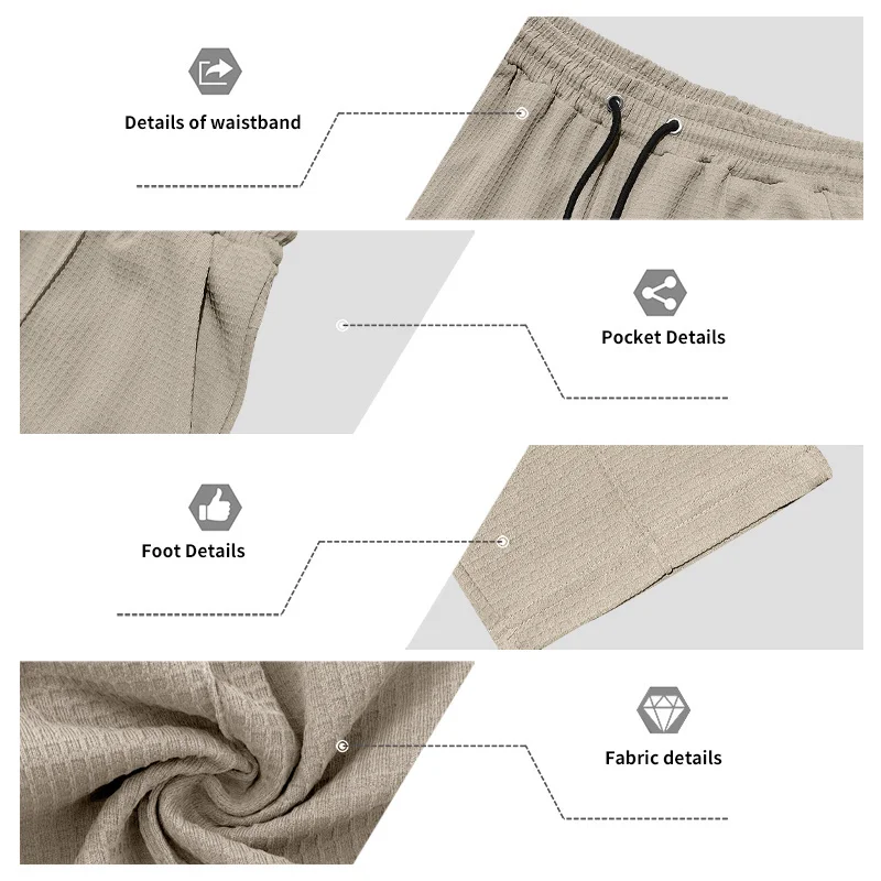 Herren-Jogginghose aus Waffelstrick mit geradem Bein, elastischem Bund und Seitentaschen – Detail 11