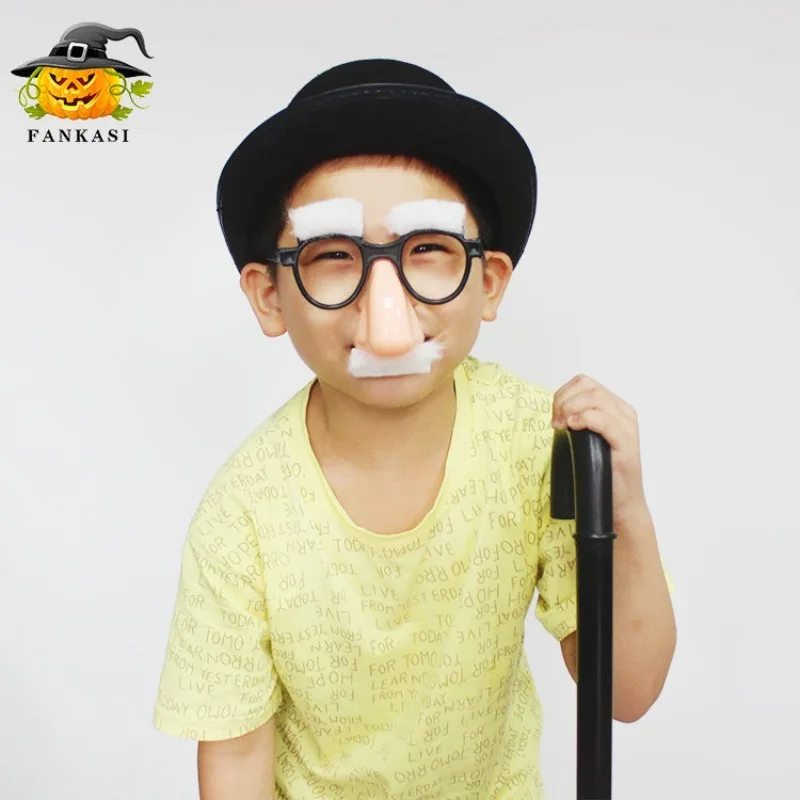 Halloween Party Decoration Big Nose Funny Glasses Nose Eyebrows Makeup Magician Funny Prank Fool Props