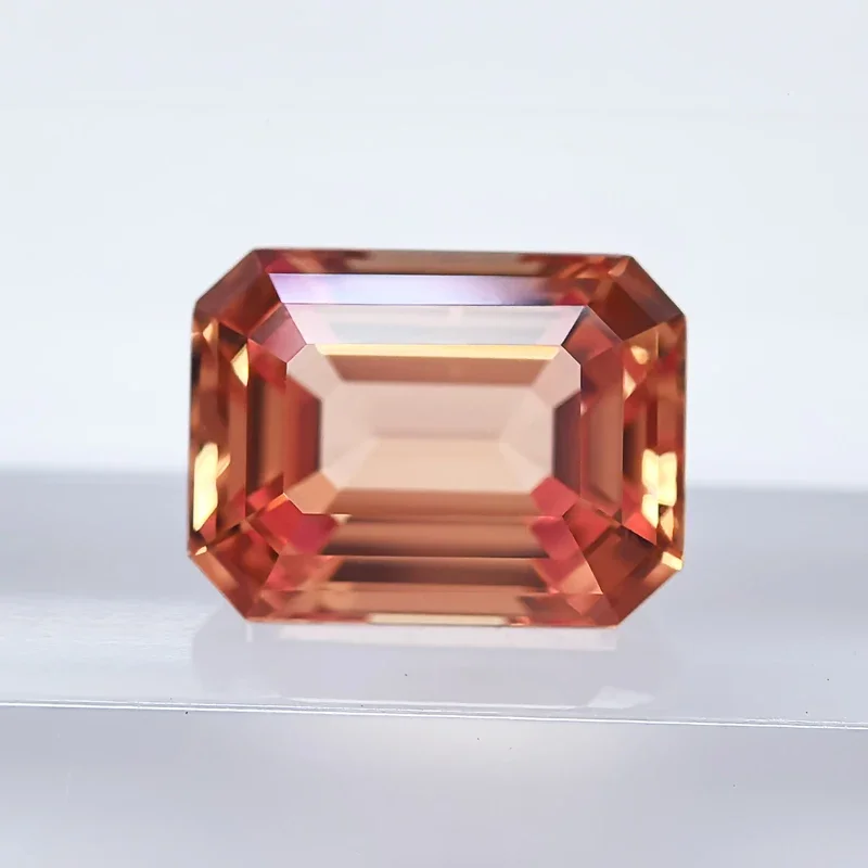 

Lab Grown Sapphire Sunset Orange Color Emerald Cut Gemstone For Charms DIY Ring Earrings Materials Selectable AGL Certificate