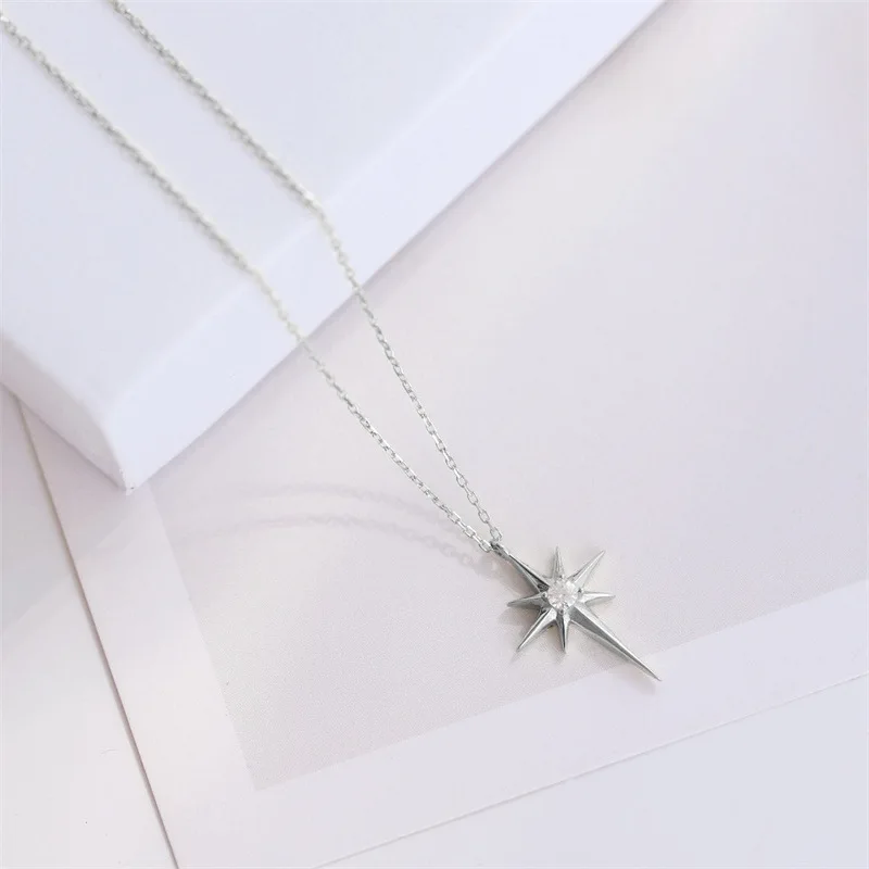 Fashion Simple Hexagram Pendant Cubic Zirconia Necklace Women Elegant Geometric Star Necklace Party Jewelry Accessories