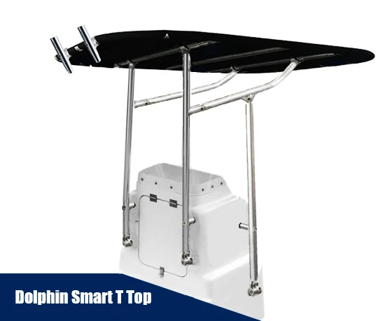Dolphin Smart Heavy Duty T Top Anodized With Black Canopy Boat Bimini Top