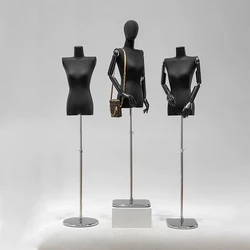 black Sackcloth Straight shoulder women clothes mannequin Lady Small Chest Model upper-body Adjustable Height