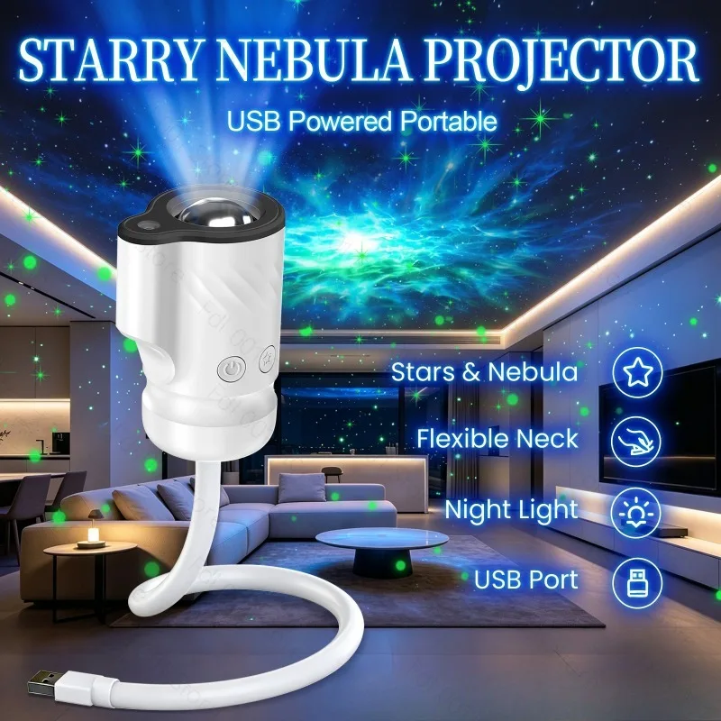Cross-border USB Starry Sky Projection Light Gypsy Atmosphere Light Bedroom Car Starry Sky Light Starry Sky Projection Night