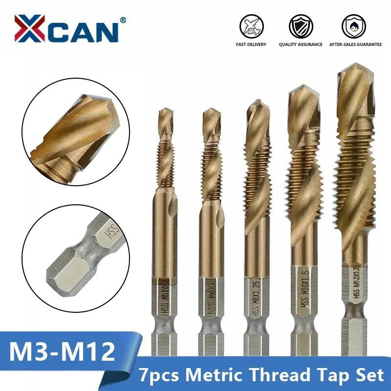 

XCAN HSS4341/6542 Thread Tap Metric Tap M3 M4 M5 M6 M8 M10 M12 Machine Plug Tap Drill Metal Threading Tool Hand Tool