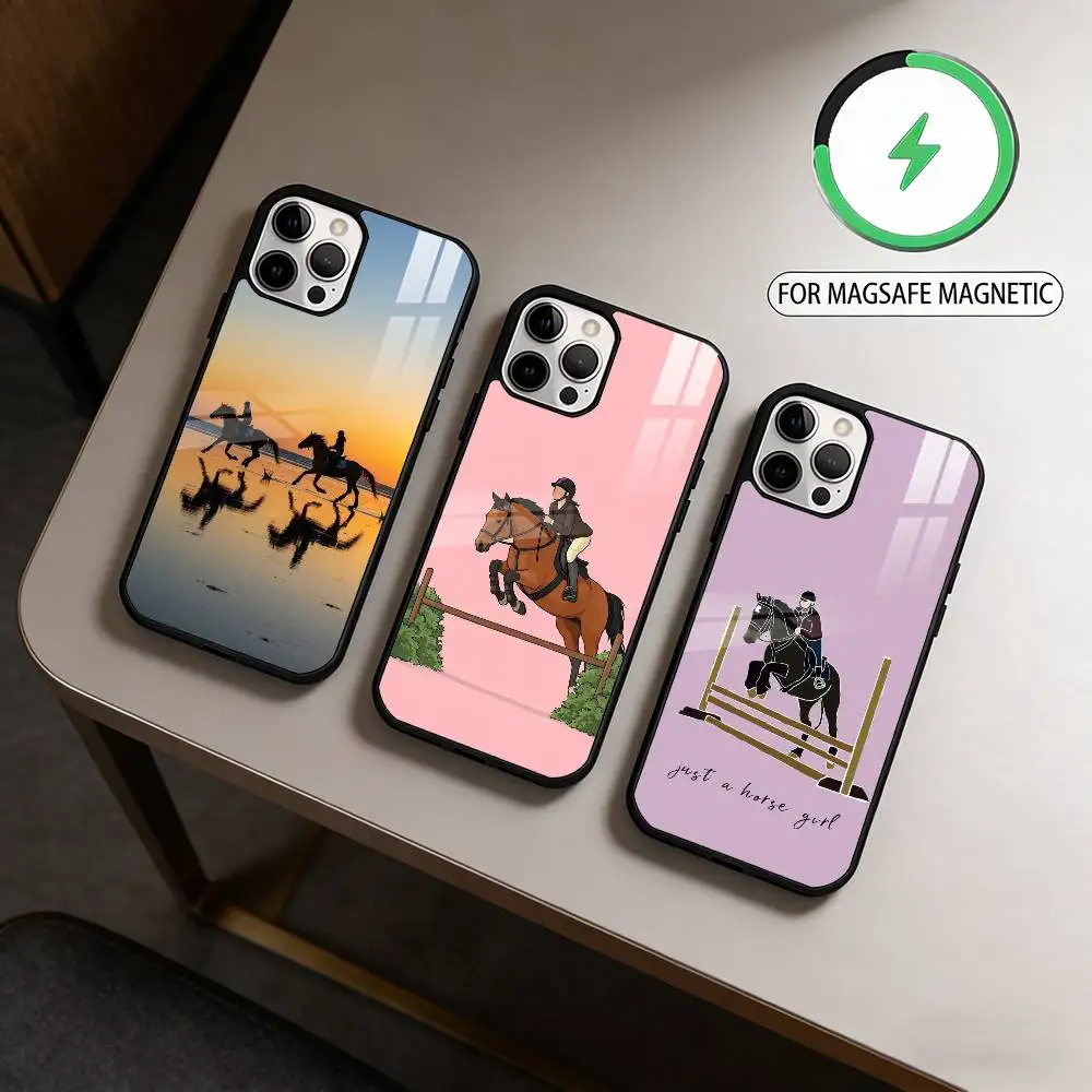 

Чехол для телефона H-Horse-SE R-Riding-NG для iPhone 17, 16, 15, 14, 13, 12, 11 Plus, Pro Max, магнитный, для беспроводной зарядки Magsafe