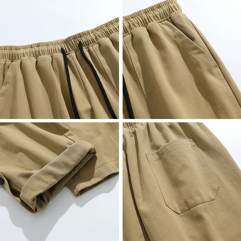 Punho ajustável em dois sentidos carga calças casuais masculinas 2025 primavera novo solto na moda cordão calças compridas casual cor sólida k0e4