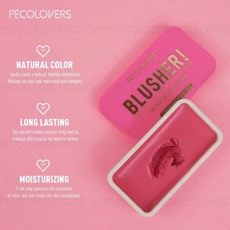 1PC roze push-pull blush crème, gezichtsblush, verheldert de teint van het gezicht, waterdicht en zweetbestendig, schattige make-up