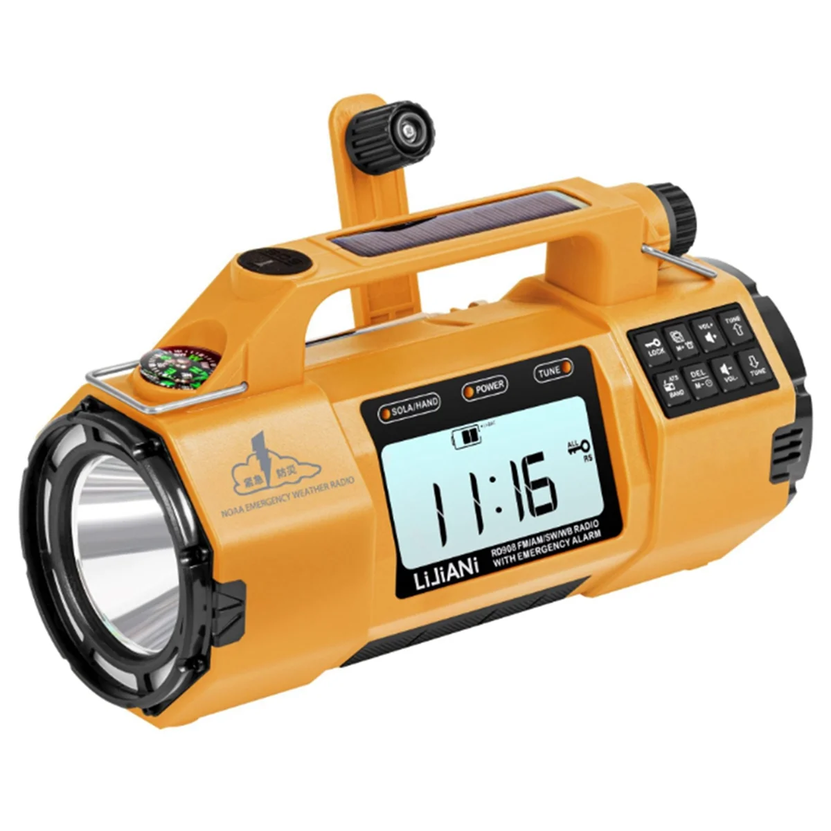 

AB53 Multi-Function Emergency Radio with AM/FM/SW/ Bands, Large Flashlight, Large Speaker, Hand-Crank Generator