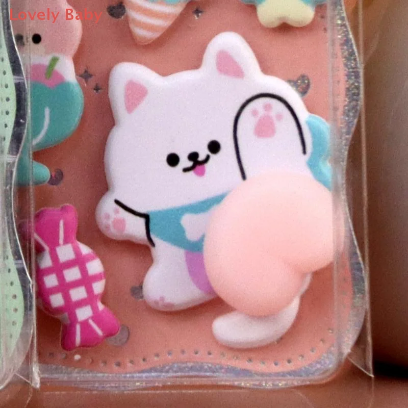 【BS】Kawaii Cute 3D Relief Stickers Cartoon Stereoscopic Animals Fart Peach Design Stress Relieve Decals DIY Decor Supplies