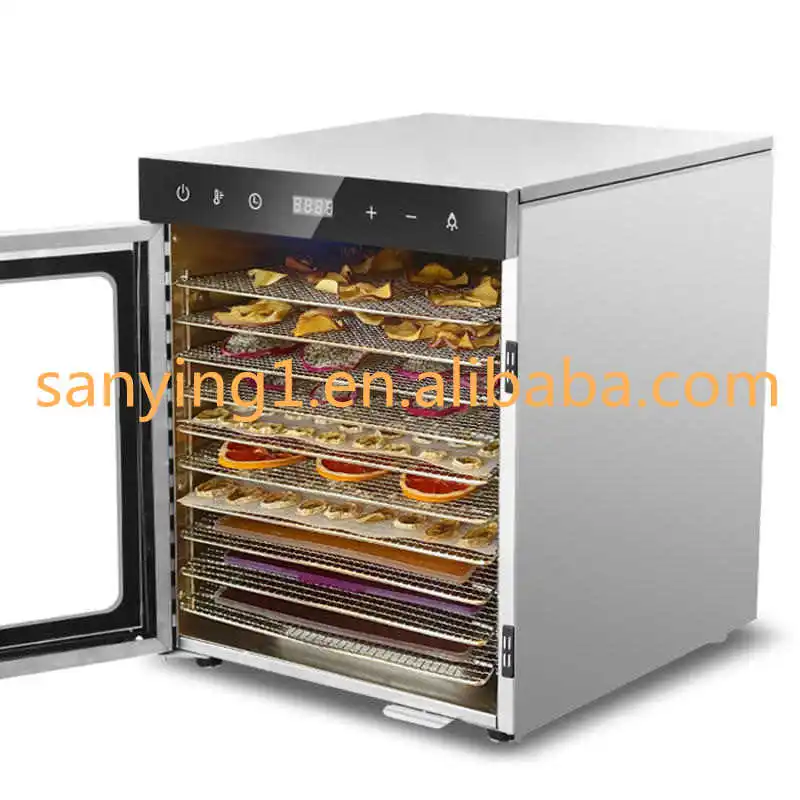 10 Layer Commercial Stainless Steel Food Dehydrator Tray Dryer For Fruit And Vegetable Drying 110/220V 1 Year Warranty