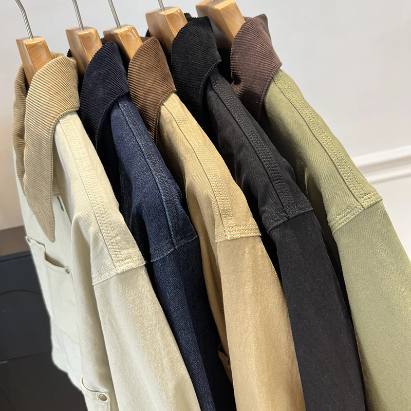 معطف تنحيف كبير من سلسلة U American Retro Color Blo Collar Jaet للرجال والنساء ذو قصة مستقيمة