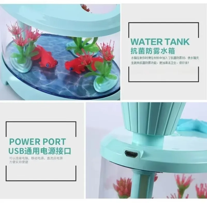 Tweede generatie Home Aquarium LED-luchtbevochtiger Luchtverspreider Luchtreiniger Verstuiver Aquarium LED-licht USB-luchtbevochtiger voor thuis