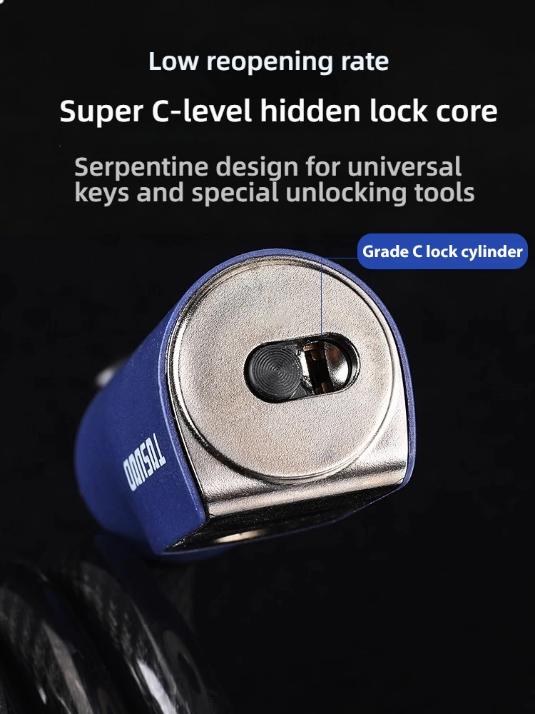 TOSUOD Bicycle Lock Portable Anti-theft Bike Cable Lock with Keys Zinc Alloy Motorcycle Scooter MTB Road Round Cycling Lock