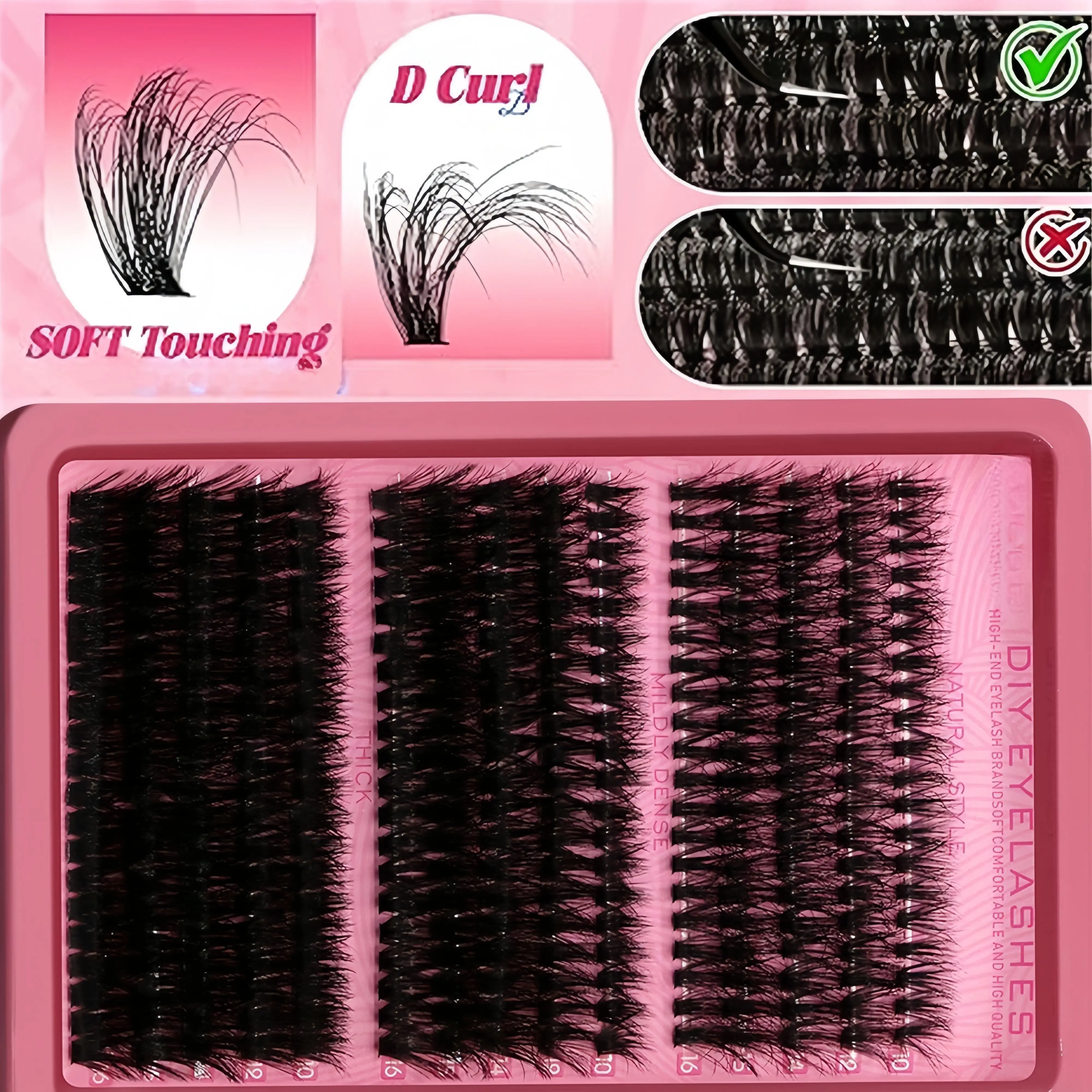 300 Wimpernbüschel, natürlich dick und dicht, mehrere Optionen verfügbar. 10-16mm Katzenaugen-Stil, geeignet für Anfänger