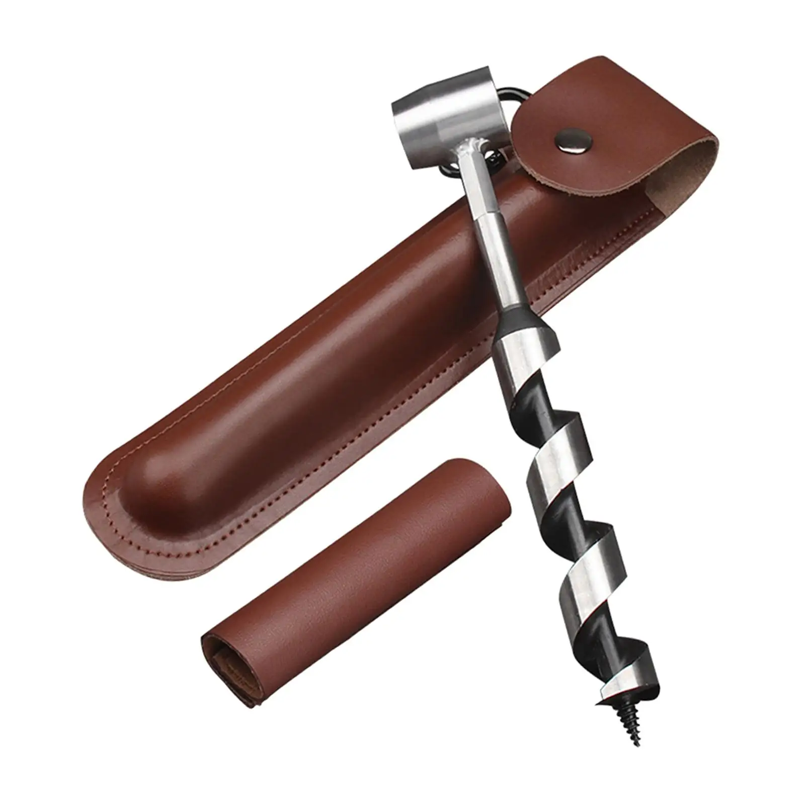 Hand Auger Wood Drill Auger Wrench Multipurpose Bushcraft Manual Auger Drill Spiral Drill Hole for Hiking Planting Backpacking