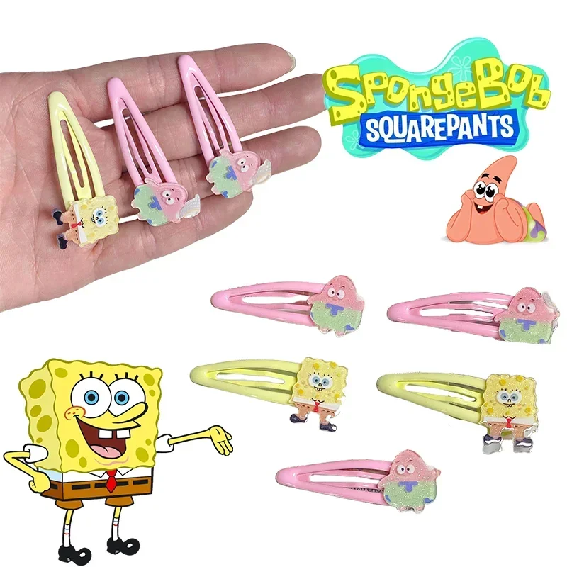 SpongeBob Hair Clips Kids Cartoon Hairpins Anime Barrette Cute Bangs Headwear Women Patrick Star BB Clips Headdress Accessories