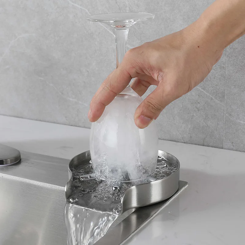 Roestvrijstalen aanrecht Glazen beker Wassen Automatische hogedrukspray Wasmachine Cup Tool Schone kraan Bar Rinser Koffiekan